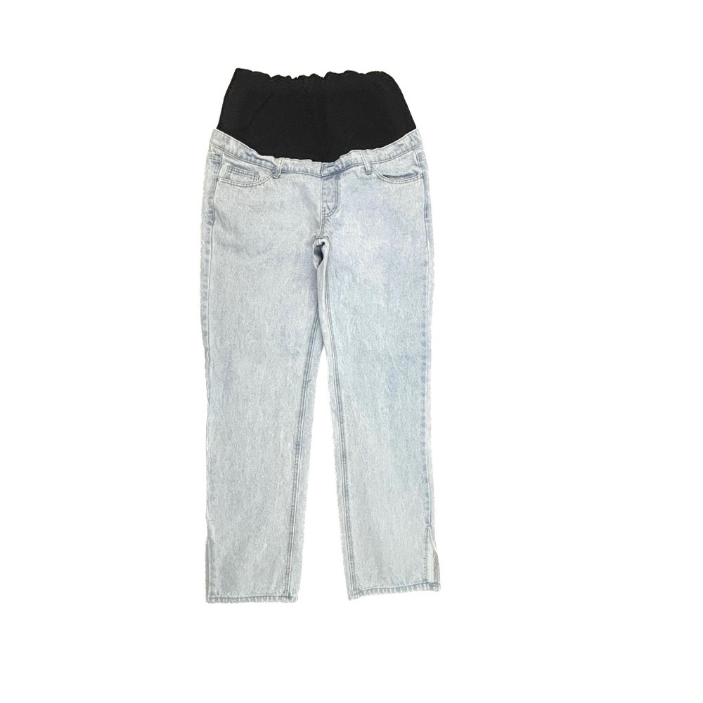 PrettyLittleThing Maternity Straight Pull On Slit Hem Women's size 10 Blue Jeans